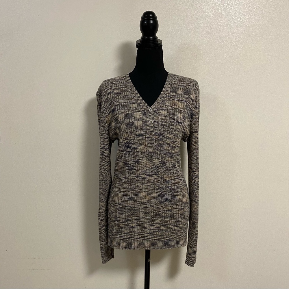 Sundance Sweater Women’s Size XL Gray Heathered V-Neck Long Sleeve Sweater